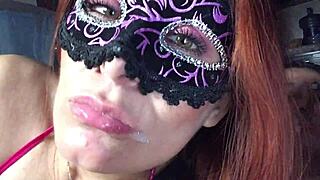 Redhead housewife enjoys steamy massage