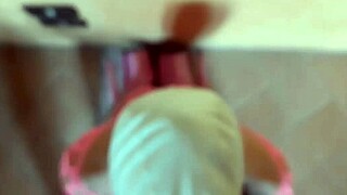 Pink dress, rough blowjob action