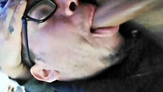 Gay amateur gets a close up of a mouthful of cock