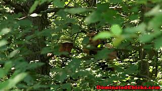 Outdoor bondage and oral sex
