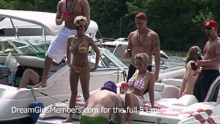 Innocent teens turn into wild sluts, eating pussy at a public party