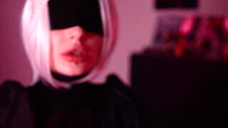 Ever seen a hot 18 yo teen cosplayer in Nier Automata 2B outfit doing anal ahegao?