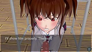 Karin in a school blazer has a secret desire under the desk