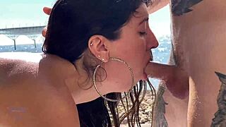 Slamming and unloading in my stepsister’s mouth after a steamy beach massage