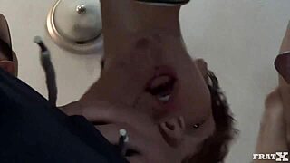 College boy gets his big cock sucked and banged by a money hungry slut