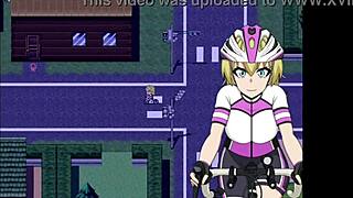 Flash cycling: Cute blonde shows her big tits and ass