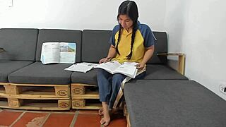 Studying for a test and getting fucked on camera
