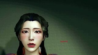 Beautiful Asian cosplay woman sucking a big cock in a 3D cartoon