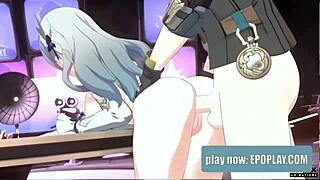 Animated woman enjoys rear entry