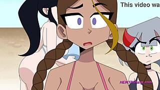 Hot animated beach babes splash
