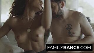 Stepdad and stepdaughter's taboo orgasm