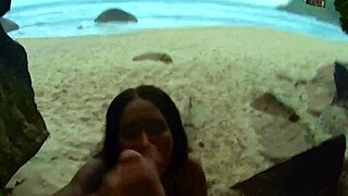 Public beach blowjob with stranger