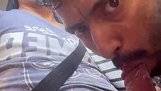 Public bus blowjob for gay amateur
