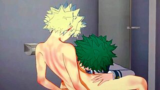 Midoriya and Bakugo in a steamy 3some hentai scene