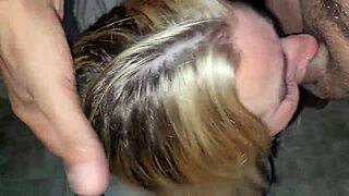 White woman gets facial outdoors