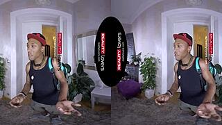 VR experience: Black man giving oral sex to a blonde woman
