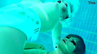 3D poolside futanari sex with rough anal and cum shot