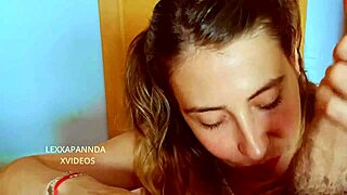 Small petite stepsister has green eyes and gives great blow job