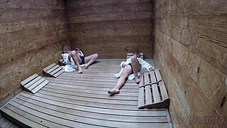 I flashed my cock to a teen in public sauna and she helped me cum