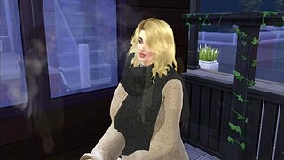 A man seduces a woman and gives her oral sex in the bathroom while they are having coffee