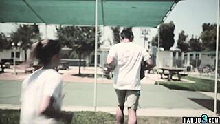 Young beauty gives blow job to her older teacher