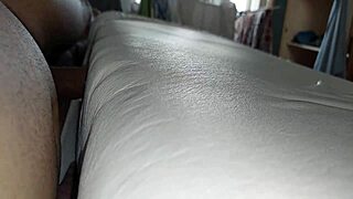 Gay masturbation with cum on bed