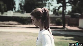 Young beauty gives blow job to her older teacher