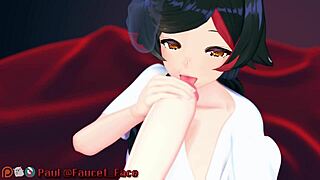 Asian girl gives deep throat