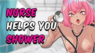 ASMR Nurse Dominates with Cock Cleaning in Steamy Hospital Shower