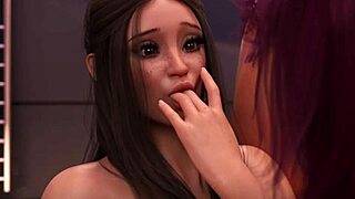 3D animated porn with big-boobed American woman giving blow job