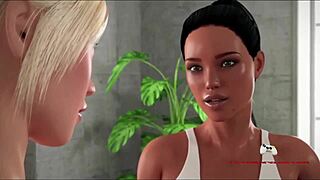 Blonde and brunette girls in action