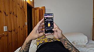 Stepbrother begs for a nude pic on his app to see me bare. I’m riding him cowgirl style!