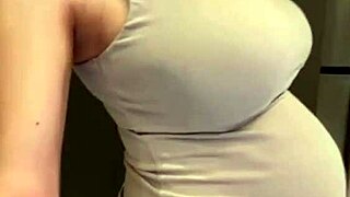 Pregnant stepmom with milky tits gets licked by eager teen