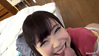 Young Japanese stepdaughter wakes up
