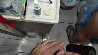 Beautiful neighbor gets her ass fucked while taking a bath