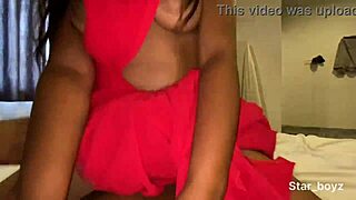 Red saree clad college fest babe gets hard riding fucking