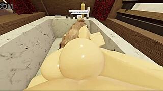 A sexy brunette with a big ass gets fucked in the bathtub