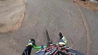 Downhill cycling on the mountain roads - an amazing XXX movie