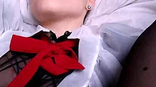 anal lesson for neon-haired doll in glasses with cum inside