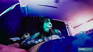 Wildly fucked tattooed slut Tenshii Tushii after sucking dick