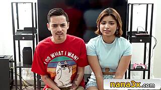 Stepsiblings learn discipline from busty stepnana in 3some