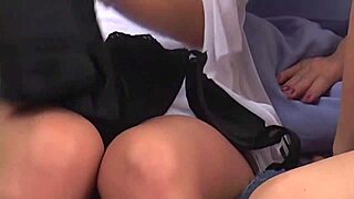 Unbelievable, five hot chicks in fishnets share one dick in wild FFFFFM sex!