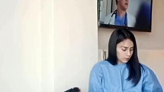 damn, this uniformed babe gives a godly blowjob at the clinic! can i touch more?
