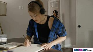 Asian Coed Lulu Chu Seduces Former Babysitter Electra Rayne for Lesbian Action.