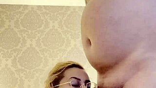 hottie with big tits eagerly licking my hard dick