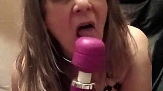 French Maid in Leather Harness Uses Vibrating Dildos for Solo Play