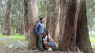 An old peasant takes a young college girl for a rough ride in the open field