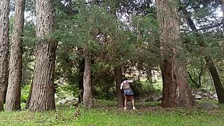 An old peasant takes a young college girl for a rough ride in the open field