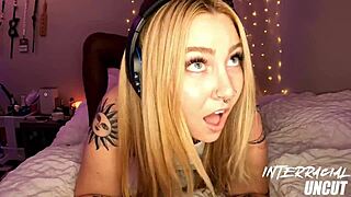 thick pawg couldn't resist a huge black cock right in her face while streaming live, quick deepthroat action unfolds