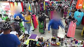 Security guard face fucks shoplifter babe Emma Starletto in raw office encounter